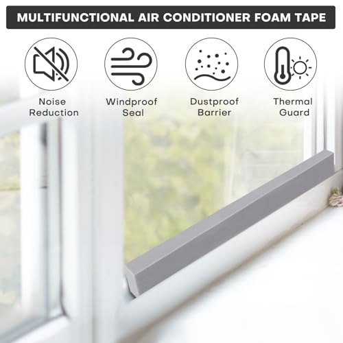AC Window Seal Kit with Adhesive - 2Pcs Gray Foam Insulation Strips 2"x1"x6.5Ft,Air Conditioner Foam for Window Units, Energy Saving & Dustproof - size: 2''x1''x6.5ft-2pcs