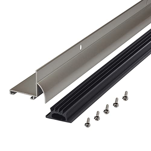 M-D Building Products 48998 36 in. Satin Nickel Aluminum L-Shape Screw-on Under Door Seal - color: Satin Nickel