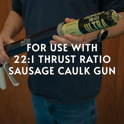 ROMAN PRO-515 Ultra All-Purpose, All Surface MS Polymer Construction Silicone Adhesive, Bonds Rigid Panels, Steel, Wood, Glass, Concrete, and More, 20.2 Fl. Oz. Sausage Pack
