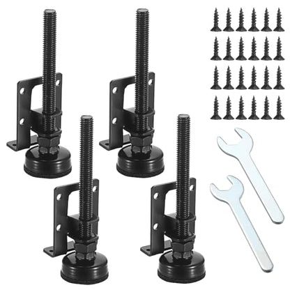 OwnMy 4 Packs Adjustable Furniture Leveling Feets L Shaped Furniture Levelers Legs, Heavy Duty Furniture Mounting Brackets Metal Furniture Leveling Feet for Workbench Cabinet Wardrobe, 4.7" H, Black - size: 4.7"H-Black