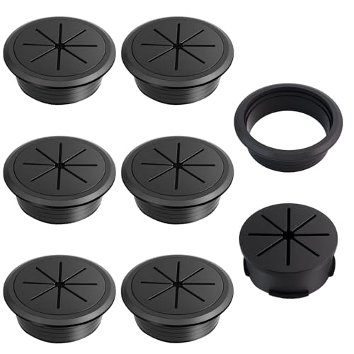 6 Pieces 2 Inch Desk Hole Grommet, Cable Grommet, Wire Management Hole Cover, Abs Plastic Desk Cord Hole Cover with Hole Saw for Wires and Cables Through Countertop - color: 6 Pieces 2 Inch Desk Hole Grommet
