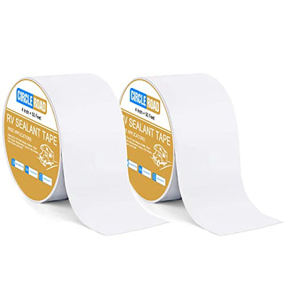 CircleRoad RV Roof Tape White 2 Pack, 4 Inch X 50 Feet RV Repair Sealant Tape, Stop Camper Roof Leaks, UV-Resistant, Weatherproof and Reliable for Camper, Trailer, Boat (4In-50FT 2Pack) - style: 4In-50FT 2 Pack