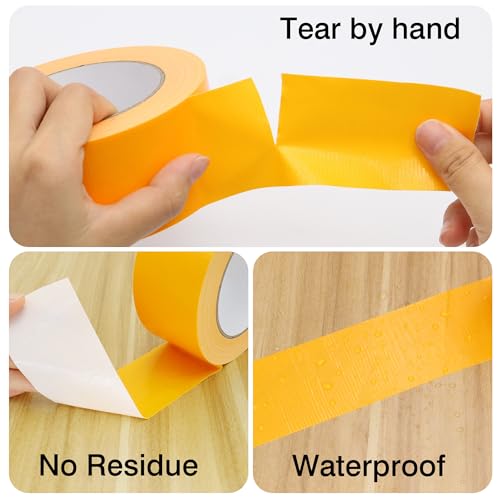 Duct Tape 1 Inch X 44 Yards, 8.5 mil Thickness, Heavy Duty Yellow Duct Tape, No Residue, Waterproof, Tear by Hand for Repairs, Industrial, Professional Use - color: Yellow, size: 1 inch X 44 Yards