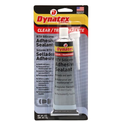 Dynatex 143372 Clear RTV Silicone Adhesive/Sealant, 85g Waterproof RTV Sealant, Single Component RTV Silicone Sealant, Permanent Flexibility, Insulates Thermally and Electrically