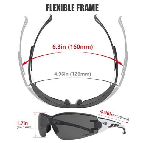 HTS HUNTERSKY Super Flexible Lightweight Anti Fog Wrap-Around U6 Clear Shooting Safety Glasses with ANSI Z87.1 Scratch Resist - color: Black / Smoke (1 Pack)