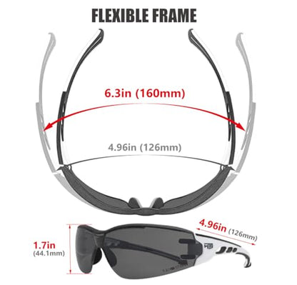 HTS HUNTERSKY Super Flexible Lightweight Anti Fog Wrap-Around U6 Clear Shooting Safety Glasses with ANSI Z87.1 Scratch Resist - color: Black / Smoke (1 Pack)
