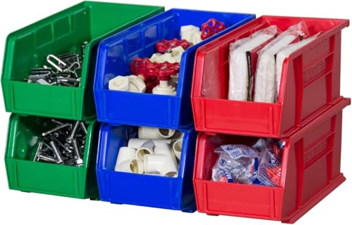 Akro-Mils 30230 AkroBins Plastic Storage Bins, Space-Saving Stackable Bins for Garage, Pantry, Craft Organization, 10.5 "L x 5.5 "W x 5"H, Blue, 12-Pack - color: Blue