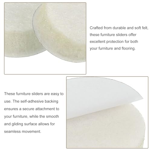uxcell Furniture Pads, 36Pcs 0.5" - Round Self Adhesive Felt Furniture Pads, Floor Protectors for Furniture Feet Chairs Legs Hardwood Floors (Beige) - size: 0.5"