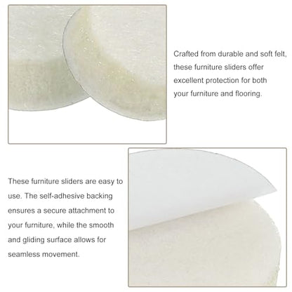 uxcell Furniture Pads, 36Pcs 0.5" - Round Self Adhesive Felt Furniture Pads, Floor Protectors for Furniture Feet Chairs Legs Hardwood Floors (Beige) - size: 0.5"