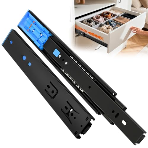ToBeGreat Push to Open Soft Close Drawer Slides 10 Inch Side Mount Dresser Runner Black, 2/3 Full Extension Ball Bearing 100 LB Kitchen Nightstand Glides Rails 1 Pair - color: Black(Push to Open & Soft Close)-1 pair, size: 10 Inch