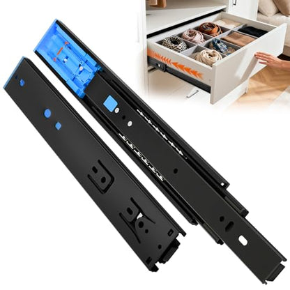 ToBeGreat Push to Open Soft Close Drawer Slides 14 Inch Side Mount Dresser Runner Black,2/3 Full Extension Ball Bearing 100 LB Kitchen Nightstand Glides Rails 1 Pair - color: Black(Push to Open & Soft Close)-1 pair, size: 14 Inch