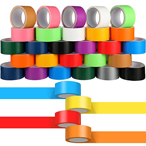 Fainne 24 Pack Colored Duct Tape Bulk 10 Yards x 2 Inch Heavy Duty Waterproof Colorful Decorative Duct Tape Multi Purposes No Residue Tear by Hand for DIY Indoor Outdoor Use - color: Colorful, size: 10 Yards X 2 Inches