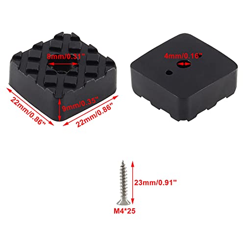 Bonsicoky 20Pcs 0.87Inch/22mm Rubber Furniture Pads with Screws, Black Square Non Slip Furniture Feet Heavy Duty Couch Feet Covers for Chair, Table, Desk, Sofa - size: 22mm (Square, Black)