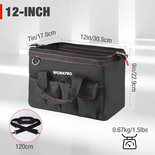 Workpro 12-inch Close Top Wide Mouth Storage Tool Bag, W081020A - size: 12"