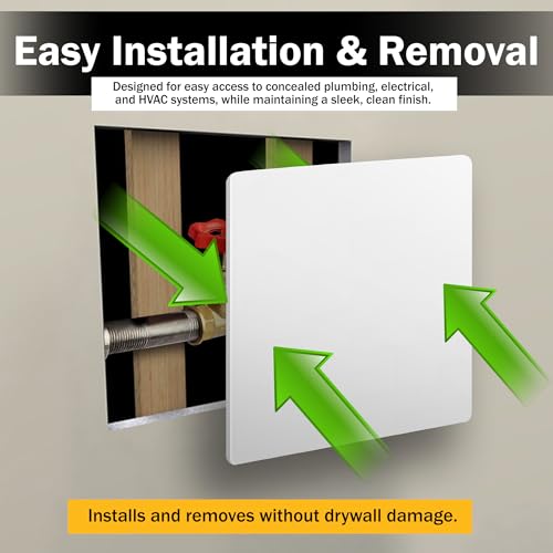 Access Panel For Drywall - 8x8 inch - No Tools Required - Wall Hole Cover - Access Doors For Drywall - Spring Loaded for Wiring | HVAC | Plumbing - Textured White (1)