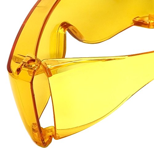 Calabria 3000 Fitover Safety Glasses with Uni-Lens – [Yellow] Wrap Around Eye Protection | Anti-Fog Scratch Resistant | Protective Eyewear - color: Yellow