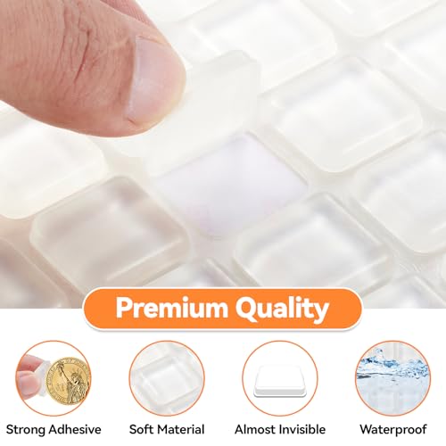 Rubber feet for Cutting Board, Cutting Board Feet Non Slip, 36PCS 4/5 inch Clear Rubber Bumpers Self Adhesive Square - size: Medium Square 36pcs