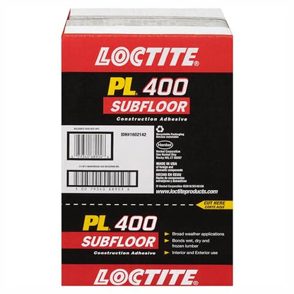 Loctite PL 400 Subfloor Heavy Duty Adhesive, 28 fl oz, 12, Cartridge - size: 12 Pack/28 Ounce