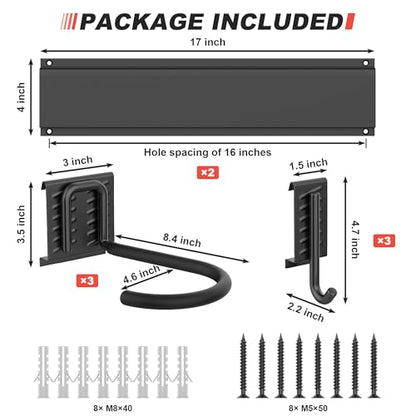 Ultrawall Bike Storage Rack, Wall Mount Bicycle Rack Vertical Bike Hanger for Garage, Home, 3 Bike Racks & 3 Helmet Hooks - size: 34in for 3 Bikes & 3 Helmets