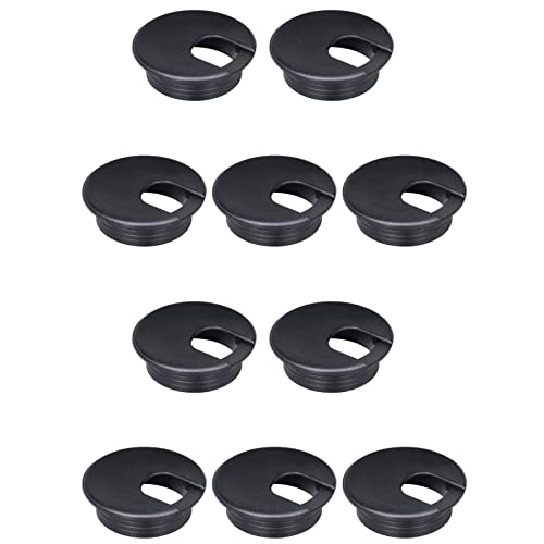 Desk Grommet 2 Inch, Plastic Wire Organizers, Computer Cable Hole Cover Plug Cap Insert (Black, 10) - color: Black, size: 10
