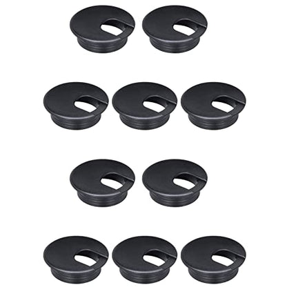 Desk Grommet 2 Inch, Plastic Wire Organizers, Computer Cable Hole Cover Plug Cap Insert (Black, 10) - color: Black, size: 10