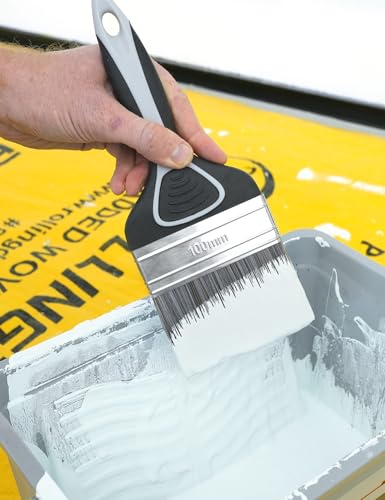 ROLLINGDOG 4 Inch Large Paint Brush- Medium Stiff Paint Brush for Smooth Surfaces,Wall Paint,Ceiling,Blinds,Large Surface Areas(100mm) - color: Medium Stiff Paint Brush 100mm