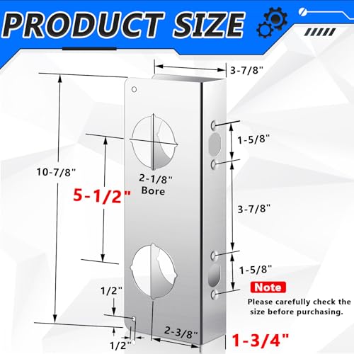 Leinuosen Door Reinforcement Plate for 1-3/4" Thick Doors, Stainless Steel Reinforce and Repair Doors Silver Latch Deadbolt Cover Jamb Plate, 2 Hole, Add Extra Security to Your Home(4 Pack)