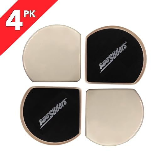 Super Sliders 7" Slide & Hide Corner Reusable Furniture Sliders for Carpet, Anti-Slip Protective Furniture Moving Pads for Beds, Sofas, Dressers, Set of 4, Beige - size: 7 Inch, style: For Carpet
