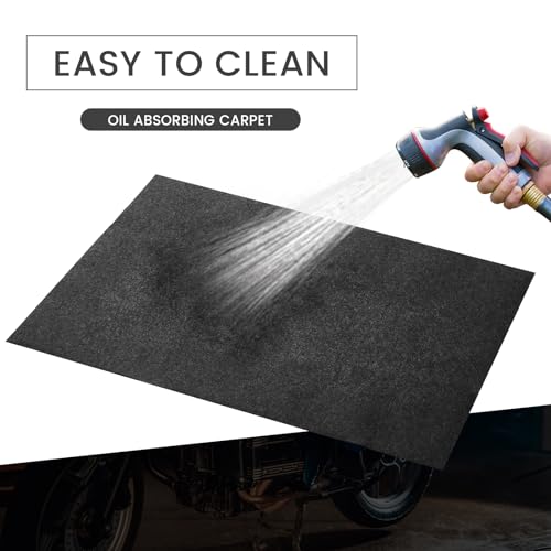 2 Pcs 29 x 36 Inch Garage Floor Mat Oil Spill Mat Oil Absorbent Pads Reusable, Washable, Waterproof Backing Contains Liquids, Protects Garage Floor or Driveway Surface, Black