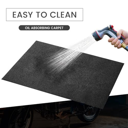 2 Pcs 29 x 36 Inch Garage Floor Mat Oil Spill Mat Oil Absorbent Pads Reusable, Washable, Waterproof Backing Contains Liquids, Protects Garage Floor or Driveway Surface, Black