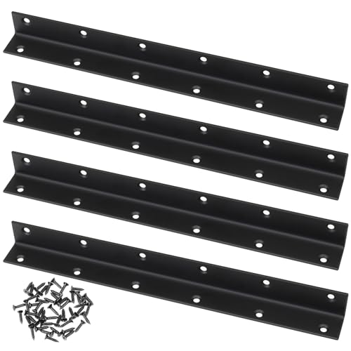Raised Garden Bed Corner Brackets, 4pcs L Bracket, 90 Degree Angle Brackets, Black Metal Bed Corner Bracket Connectors for Furniture, Wood Frame, Shelf, Cabinet (275x25x25mm) - size: 275x25x25mm