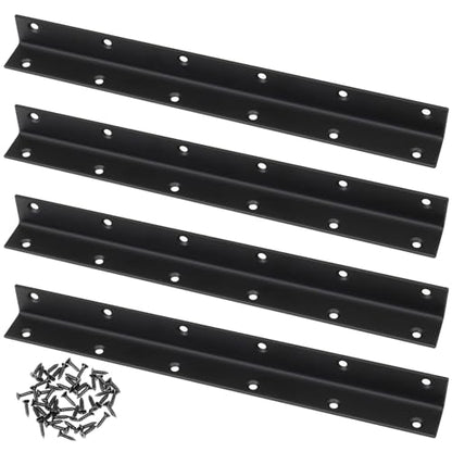 Raised Garden Bed Corner Brackets, 4pcs L Bracket, 90 Degree Angle Brackets, Black Metal Bed Corner Bracket Connectors for Furniture, Wood Frame, Shelf, Cabinet (275x25x25mm) - size: 275x25x25mm