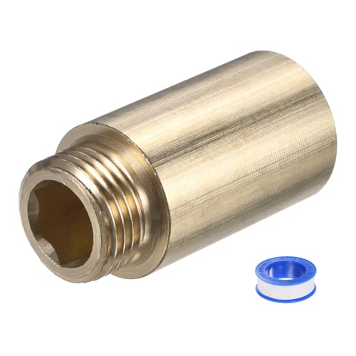 M METERXITY Shower Head Extension Arm, Brass G1/2 Male to Female Extension Pipe Fitting Adapter with PTFE Thread Seal Tape for Shower/Faucet, Pipe Plumbing Coupler 1.97"/50mm 1-Pack - size: 1.97"/50mm
