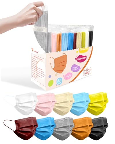 Face Masks Disposable 100 Pack, 4 Ply ASTM Level 3 Medical Grade, Breathable for Adult Outdoor Protection, Individually Wrapped for Home, School & Office, Haute Noir - color: Haute Noir