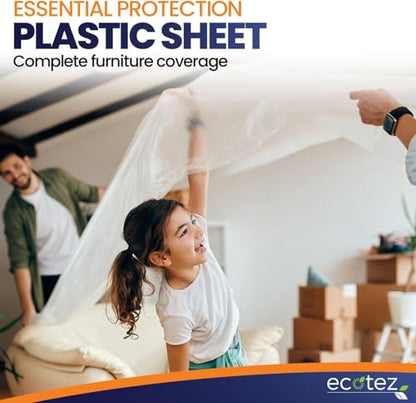 20 Pack 12 x 9 ft Extra Large Plastic Drop Cloth for Painting - Light & Durable Tarp Cover for Furniture - Plastic Clear Tarp Waterproof - Paint Floor Covering - Painters Drop Cloth Sheeting - size: 20 Pack