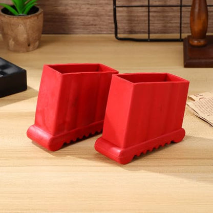 Veemoon 2pcs Non-Slip Rubber Ladder Foot Covers Ladder Boots Cushion Stable Ladder Bumpers Safety Extension Ladder Feet Pads Attic Ladder Mitts, Red (3.54x3.26x1.57 Inch)