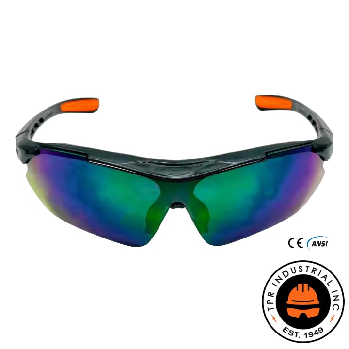 Safety Glasses, ANSI Z87.1 Certified with Anti-Fog and Scratch Resistant Lenses, Adjustable with Black Frame - color: Blue
