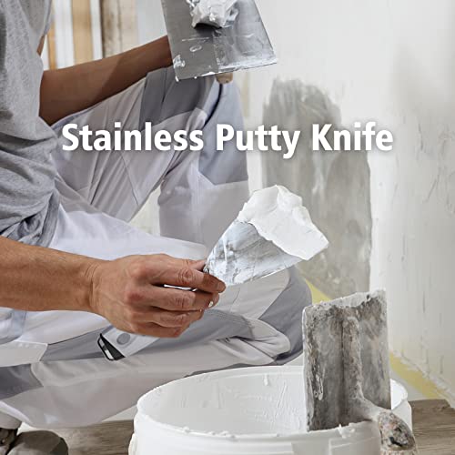 Mister Rui Putty Knife Set, 3" 5" 6" Paint Scrapers, Paint Tools, Small Metal Putty Knife Scraper Tool for Wood, Stainless Steel Paint Scraper with Hammer End - color: 3"5"6" Putty Knife
