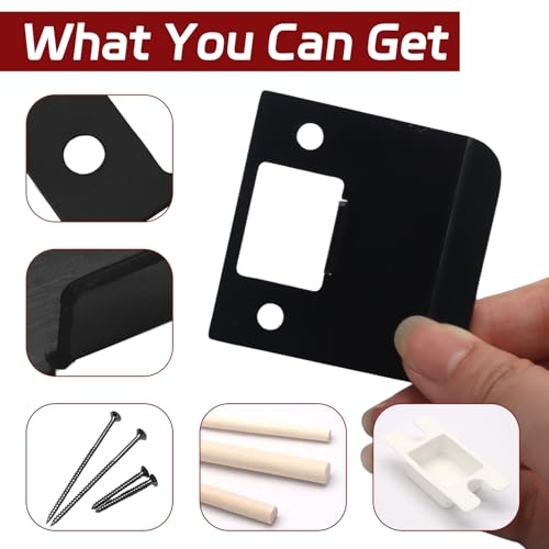 Extended Lip Strike Plate, 2-1/4 x 2-1/4 Inch Stainless Steel Door Lock Repair Kit with Spacer Shim, Extender Striker for Wider Jambs, Enhanced Latch Engagement & Frame Protection (Black) - color: Black