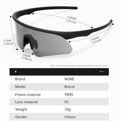 Polarized Protective safety Sunglasses UV400, Lightweight Wraparound Shooting Sports Glasses for Men Women - color: Matte Black