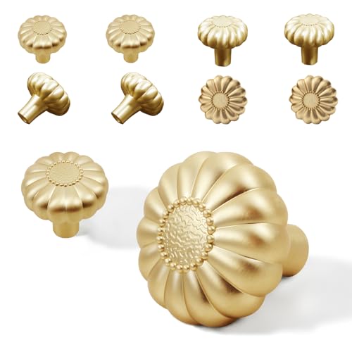 Brushed Gold Cabinets Knobs, 8 Pack Kitchen Drawer Pulls, Closet Dresser Cupboard Bathroom Bedroom Vanity Handles - color: Alloy Brushed gold, size: 8pack