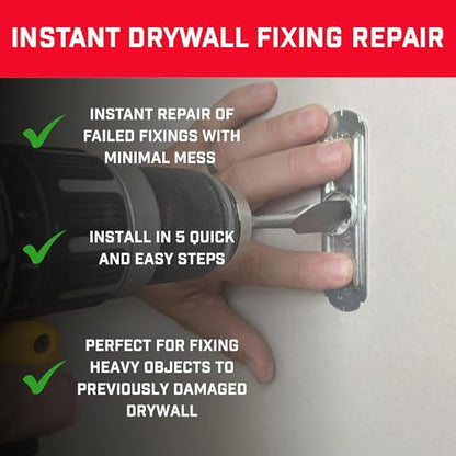 Bullfix Drywall Hole Repair Kit - Wall Fixer Hole Kit with Universal Anchors & Screws for Cavity Walls, Stud & Dot Dab, Supports Up to 255 lbs, Dry Wall Repair Kits with Drill Bit & Guide - 4 Pack