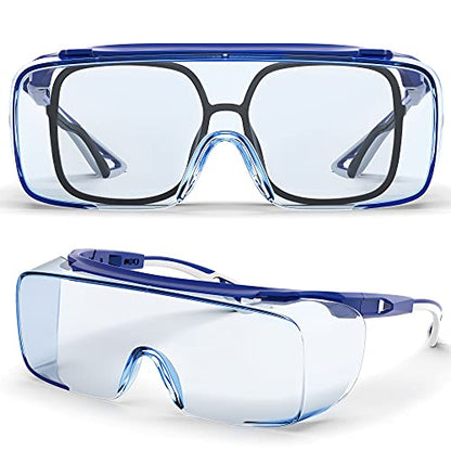 Safety Glasses Anti Fog Goggles Protective Eyewear Blue Light Blocking Anti Dust UV Protection Glasses For Men Women - color: Blue