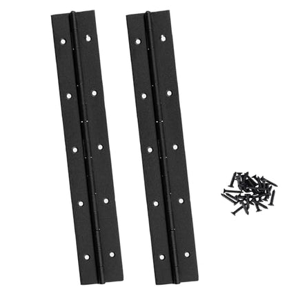 10 Inch Black Continuous Piano Hinges 2 Pack, Heavy Duty Stainless Steel Folding Hinges 0.05" Thickness 2" Open Width with Mounting Holes & Screws for Cabinet Doors Toolbox DIY Projects - size: 10IN-2IN-2PACK