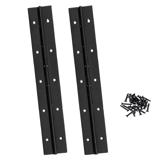 10 Inch Black Continuous Piano Hinges 2 Pack, Heavy Duty Stainless Steel Folding Hinges 0.05" Thickness 2" Open Width with Mounting Holes & Screws for Cabinet Doors Toolbox DIY Projects - size: 10IN-2IN-2PACK