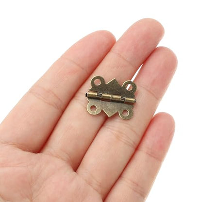 PATIKIL Small Jewelry Box Hinges 3/4 Inch, 12 Pack 90-Degree Mini Butterfly Hinges Jewelry Box Hardware with 48 Screws for Cabinet Wooden Box Drawer Craft, Brown - color: Copper