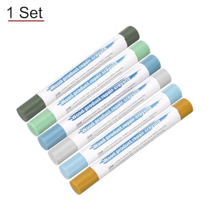HARFINGTON Wood Filler Sticks 6 Colors Wooden Wax Touch Up Furniture Repair Crayons for Light Blue, Turquoise, Light Avocado, Dark Blue, Earth Yellow, Light Blue - color: Soft Blue Series