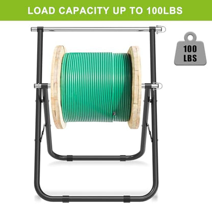 Insaga Cable Caddy for Spool - Foldable Wire Spool Rack Holder Portable Wire Spool Reel Caddy 100lb Capacity to Keep Cables Tidy and Organized, Double Decker - color: Cable Caddy-double Axle