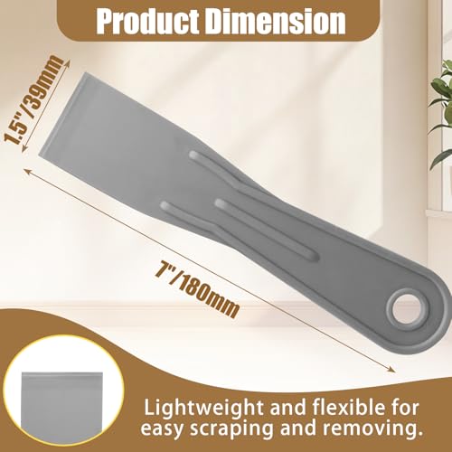 6pcs Flexible Plastic Putty Knife Set - 1.5 Inch Wide Scraper for Wall Repair, Spackling, Drywall Taping & Painting Projects (Grey)