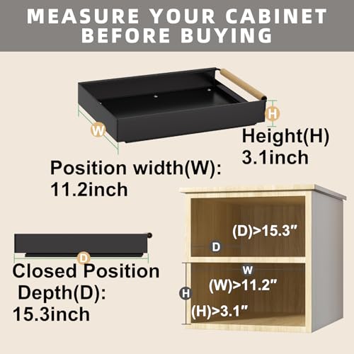 2 Pack 15.3'' Deep Expandable Slide Out Cabinet Shelf No-Drill Pull Out Drawer with Nano Film Adhesive, Heavy Duty Pull Out Tray for Kitchen, Pantry & Bathroom, Black - color: 2 Pack Black